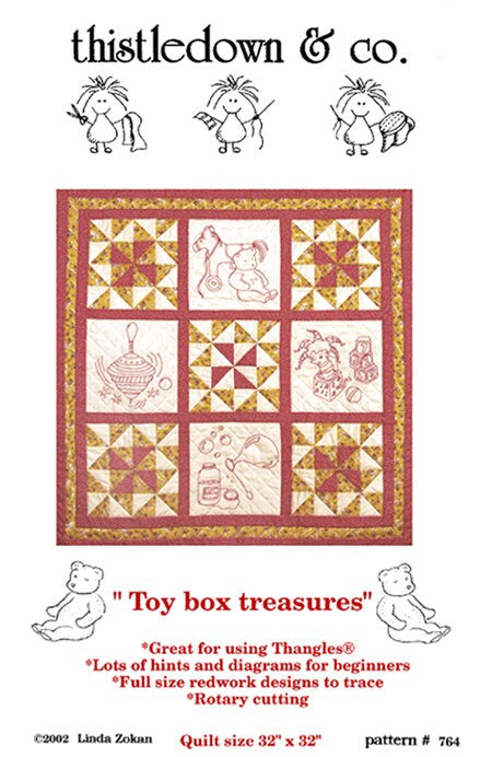 Redwork embroidery - Toy Box Treasures quilt pattern