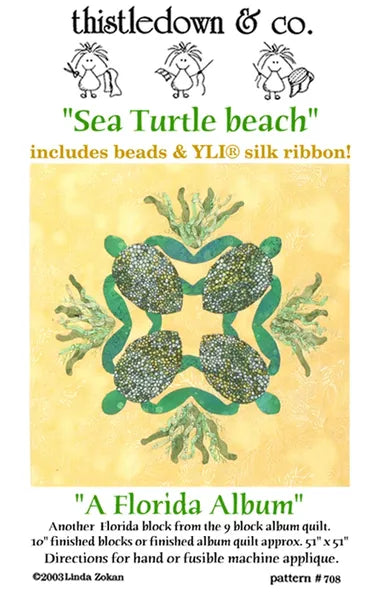 Sea Turtle Beach applique quilt block - Florida Album quilt