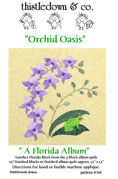 Orchid Oasis applique quilt pattern - Florida album quilt