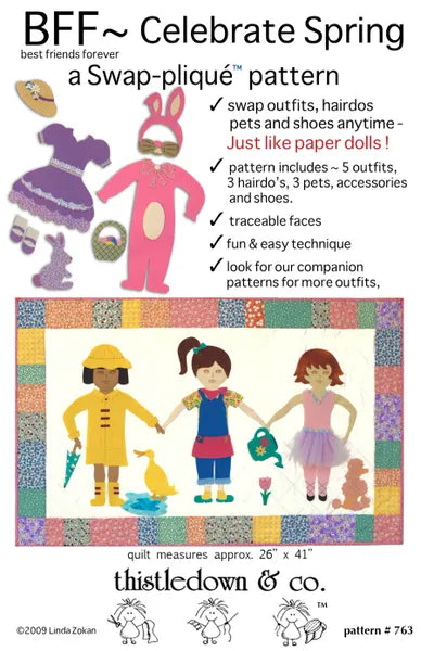 Paper doll quilt pattern - BFF Celebrate Spring