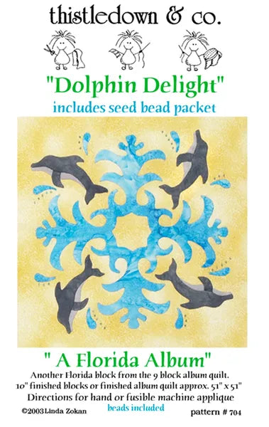 Dolphin Delight applique quilt pattern - Florida Album Quilt