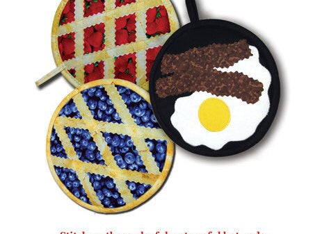 pot holder pattern - Over Easy Peasy - fruit pie and bacon and eggs